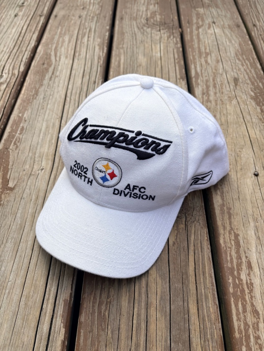 VTG Reebok White and Black 'Champions' Pittsburgh Steelers AFC Division Hat